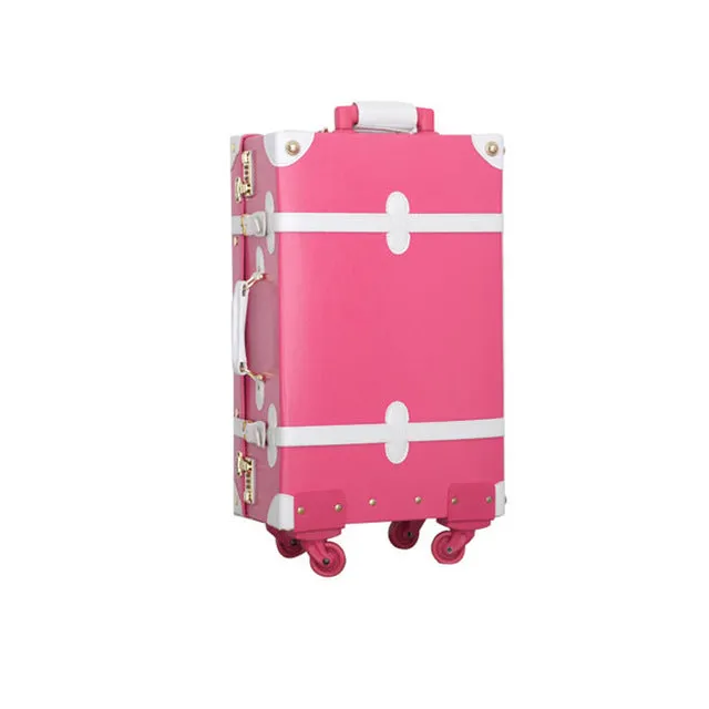 12 20Inches Retro Suitcase Box,Female Korea Fashion Red Bride Luggage Set,Vintage Pu Leather