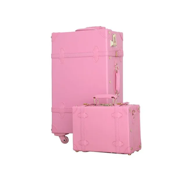 12 20Inches Retro Suitcase Box,Female Korea Fashion Red Bride Luggage Set,Vintage Pu Leather