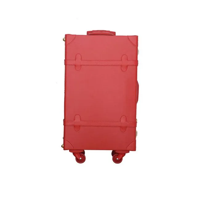 12 20Inches Retro Suitcase Box,Female Korea Fashion Red Bride Luggage Set,Vintage Pu Leather