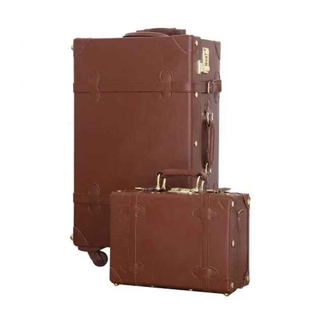 12 20Inches Retro Suitcase Box,Female Korea Fashion Red Bride Luggage Set,Vintage Pu Leather