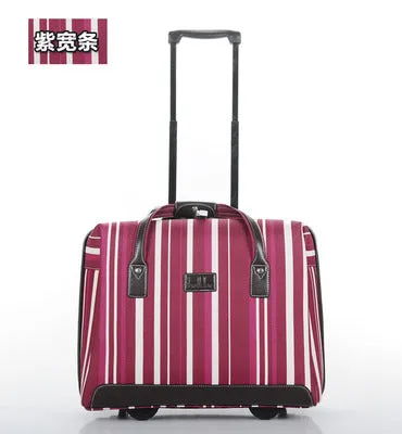 18"Luggage Bag,Oxford Cloth Password Box,Travel Boarding Package,Striped Suitcase,Waterproof And