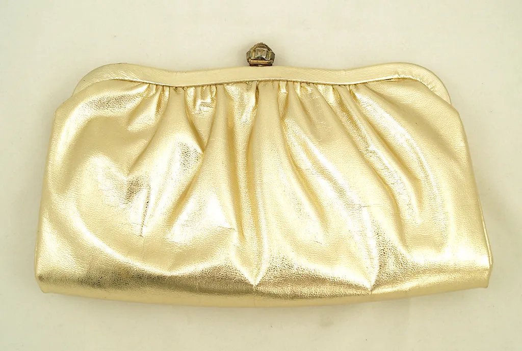 1950s Gold Clutch Handbag