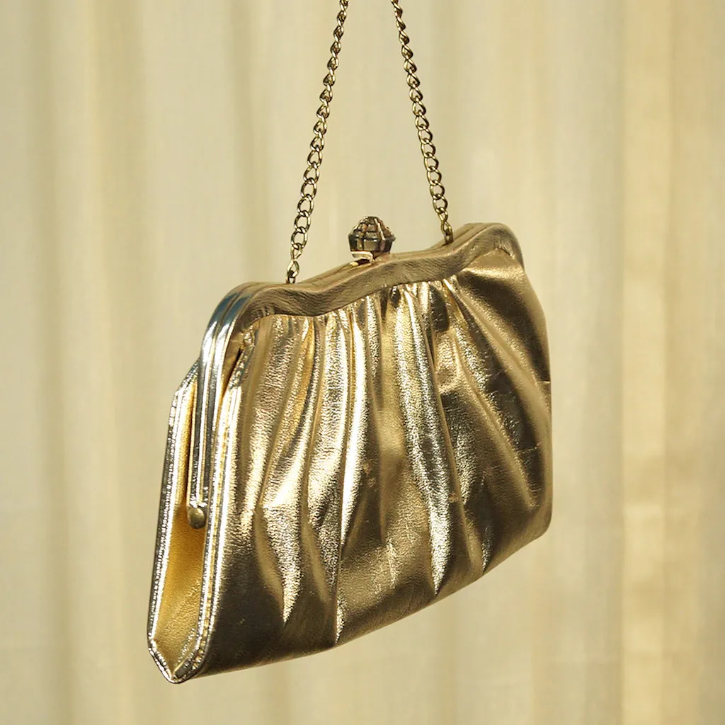 1950s Gold Clutch Handbag