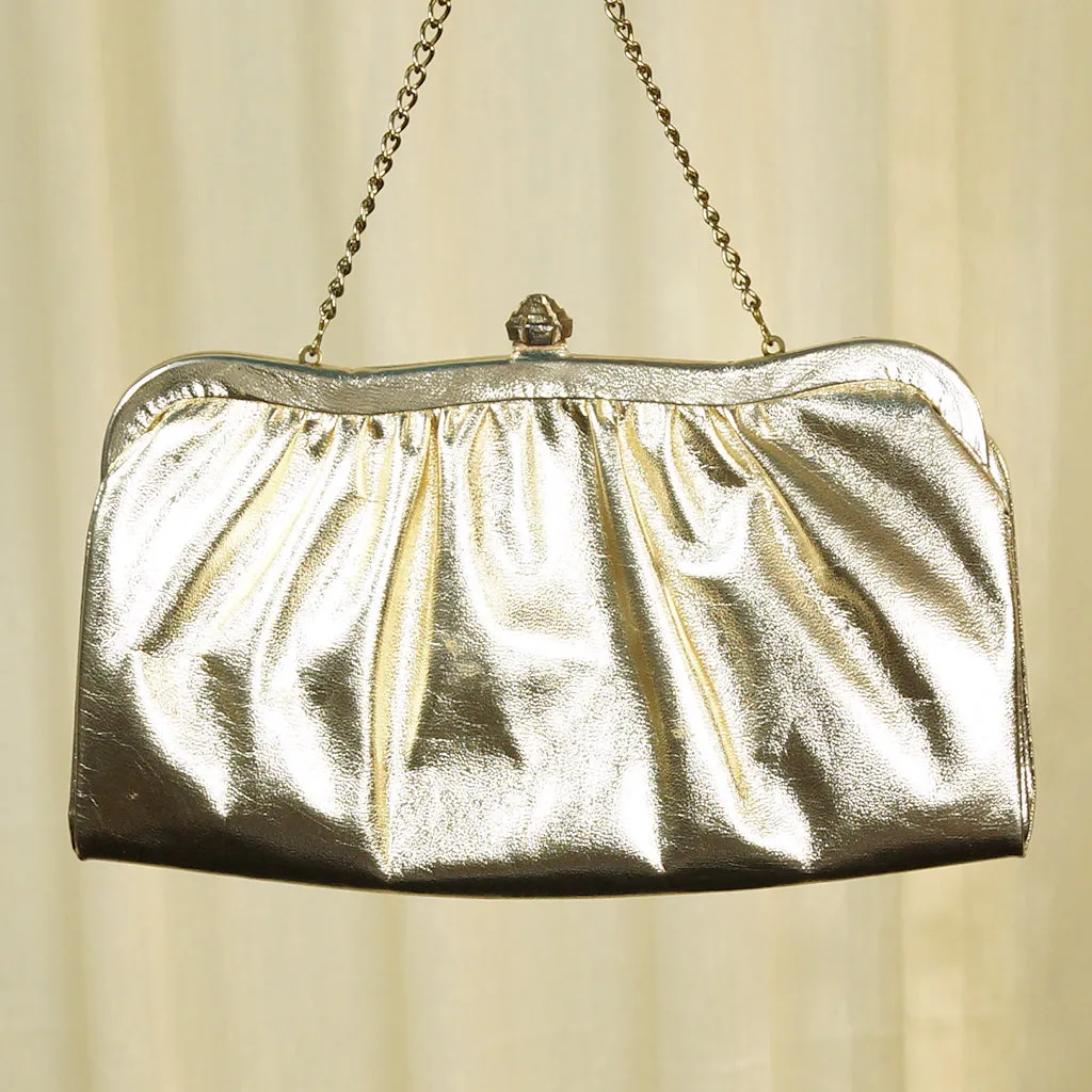 1950s Gold Clutch Handbag