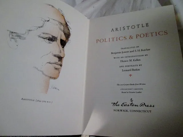 1979 EASTON PRESS ARISTOTLE POLITICS & POETICS Hardcover Leather Book GREEN Collectible Gilt