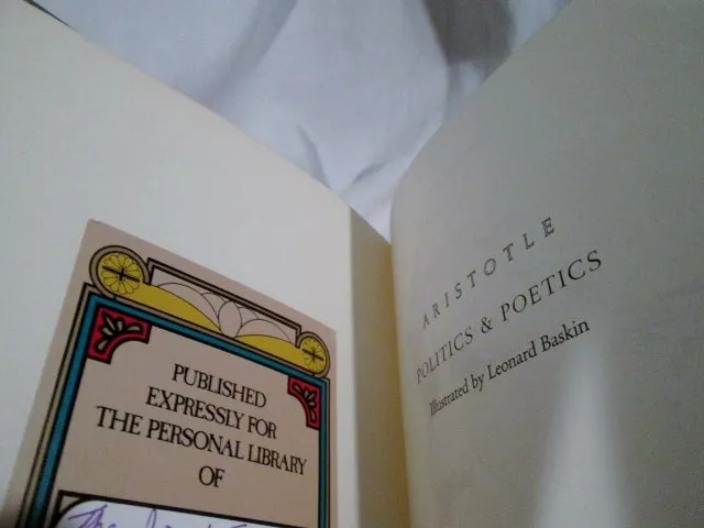 1979 EASTON PRESS ARISTOTLE POLITICS & POETICS Hardcover Leather Book GREEN Collectible Gilt