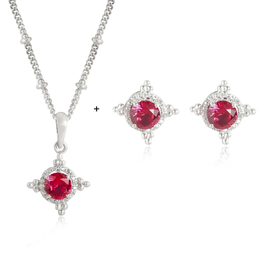 92.5 Silver Red Kundan Chakra Necklace