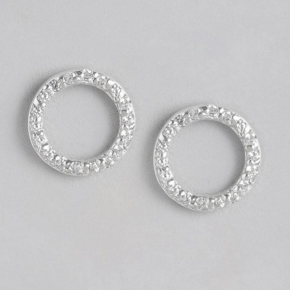 92.5 Silver Zircon Ring Stud Earrings