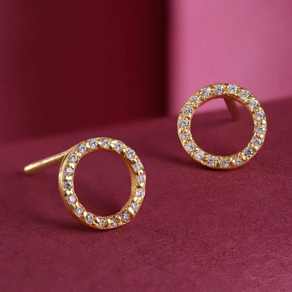 92.5 Silver Zircon Ring Stud Earrings