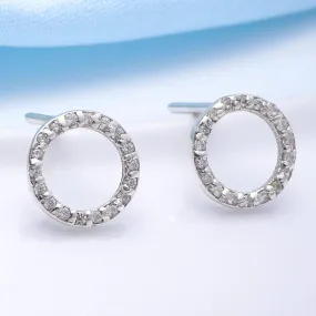 92.5 Silver Zircon Ring Stud Earrings