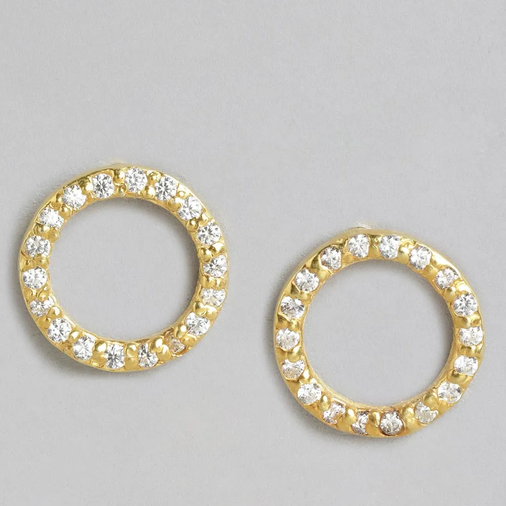 92.5 Silver Zircon Ring Stud Earrings