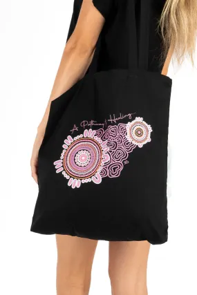 A Pathway To Healing Black Long Handle Cotton Tote Bag