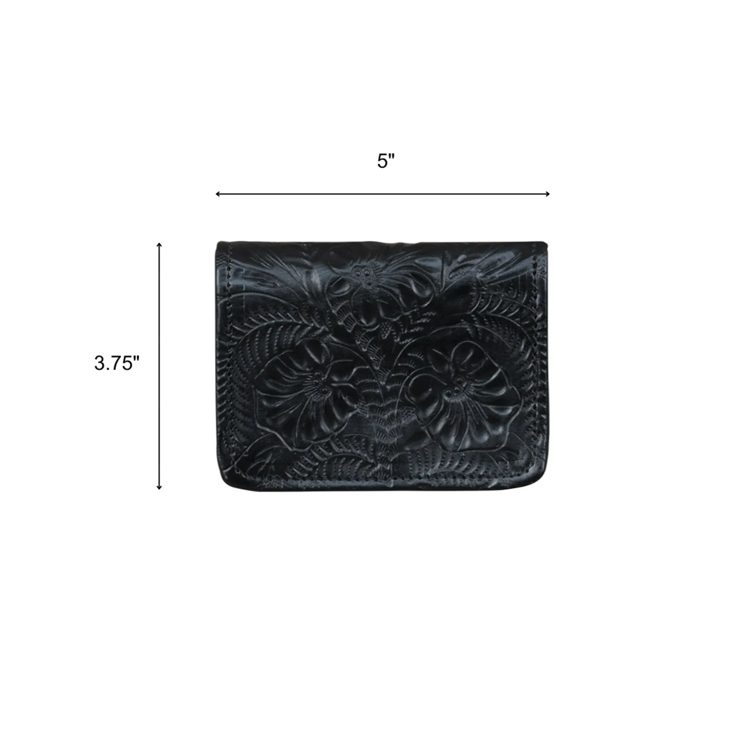 American West Womens Small Black Leather Trifold Wallet