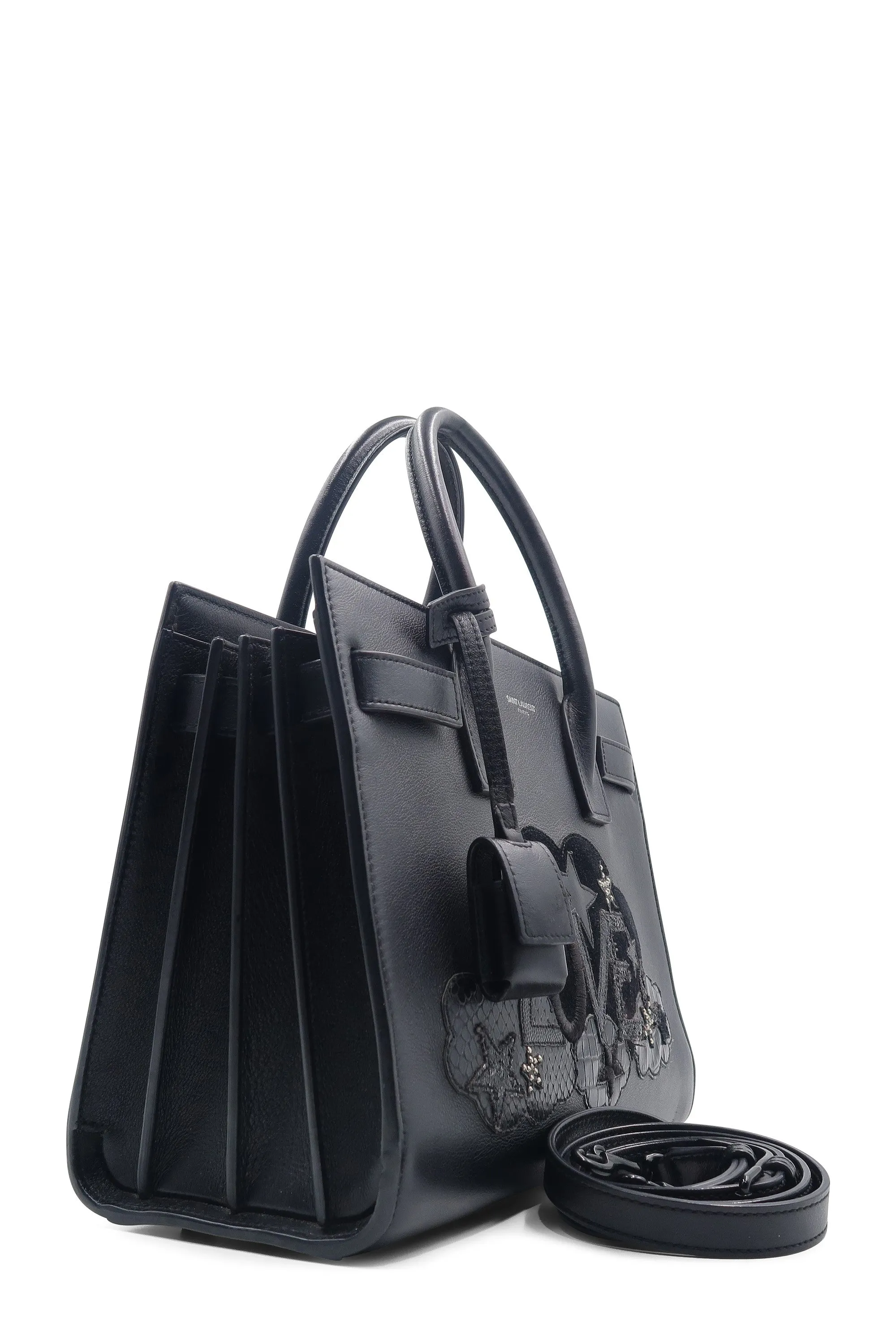 Baby Sac de Jour Love in Grained Leather Black