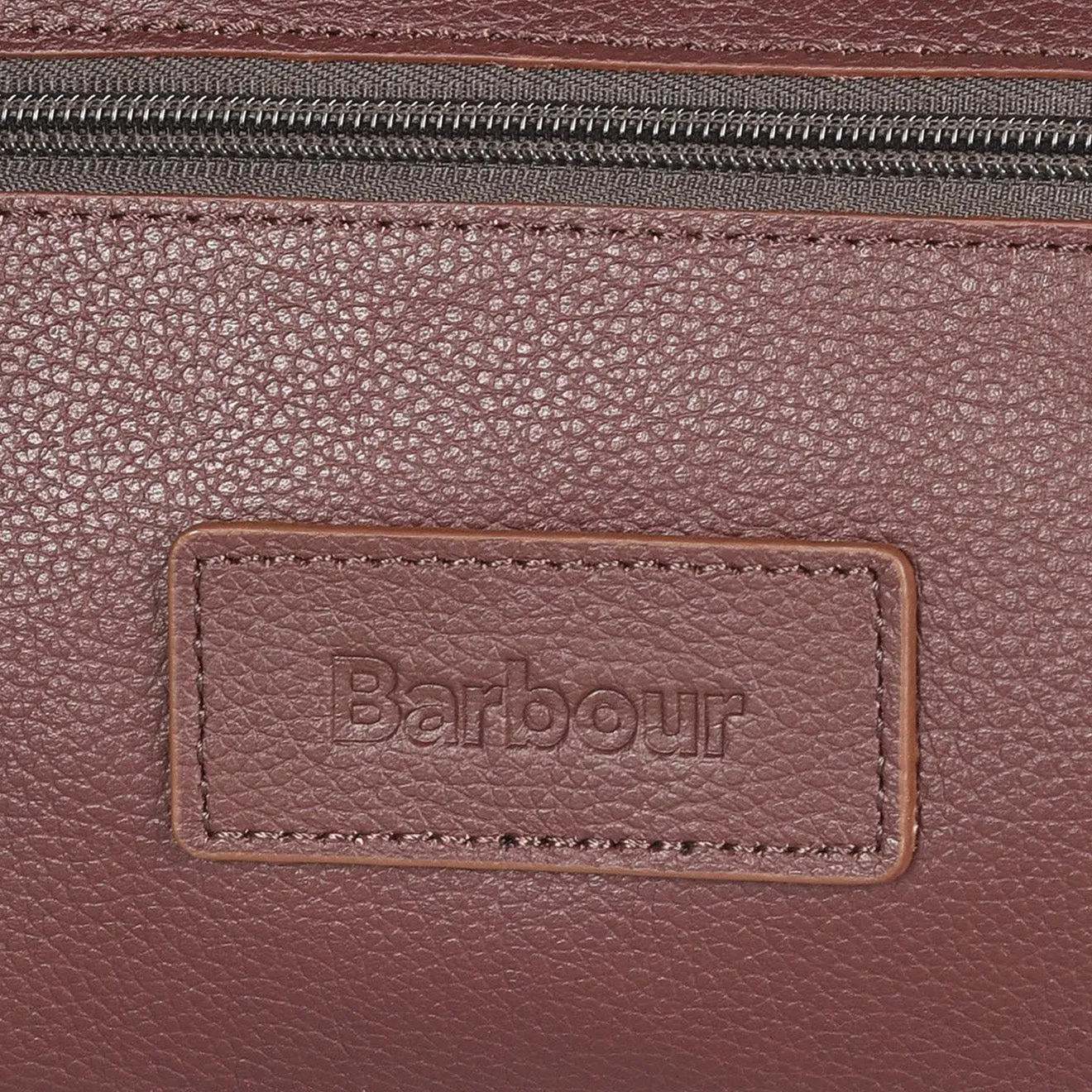 Barbour Leather Wash Bag Dark Brown