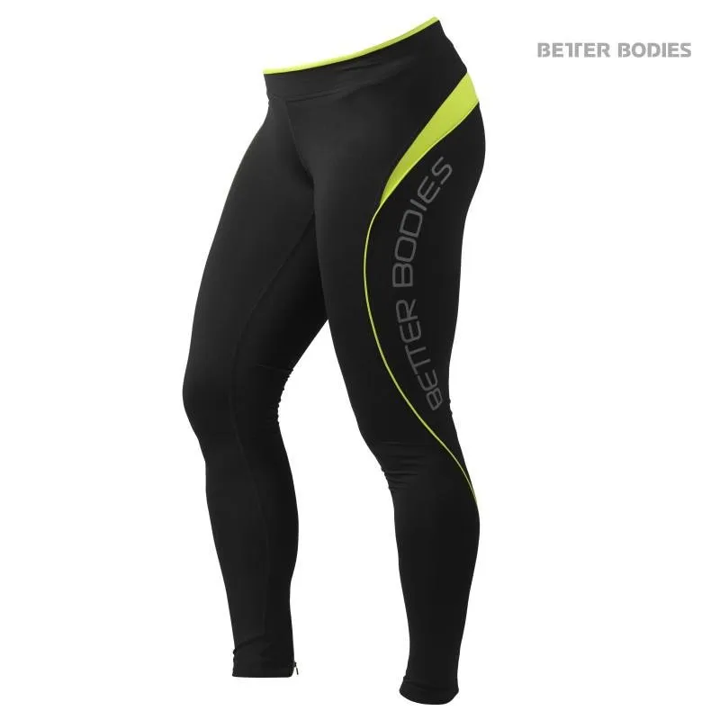 Better Bodies Fitness Long Tights - Black-Lime