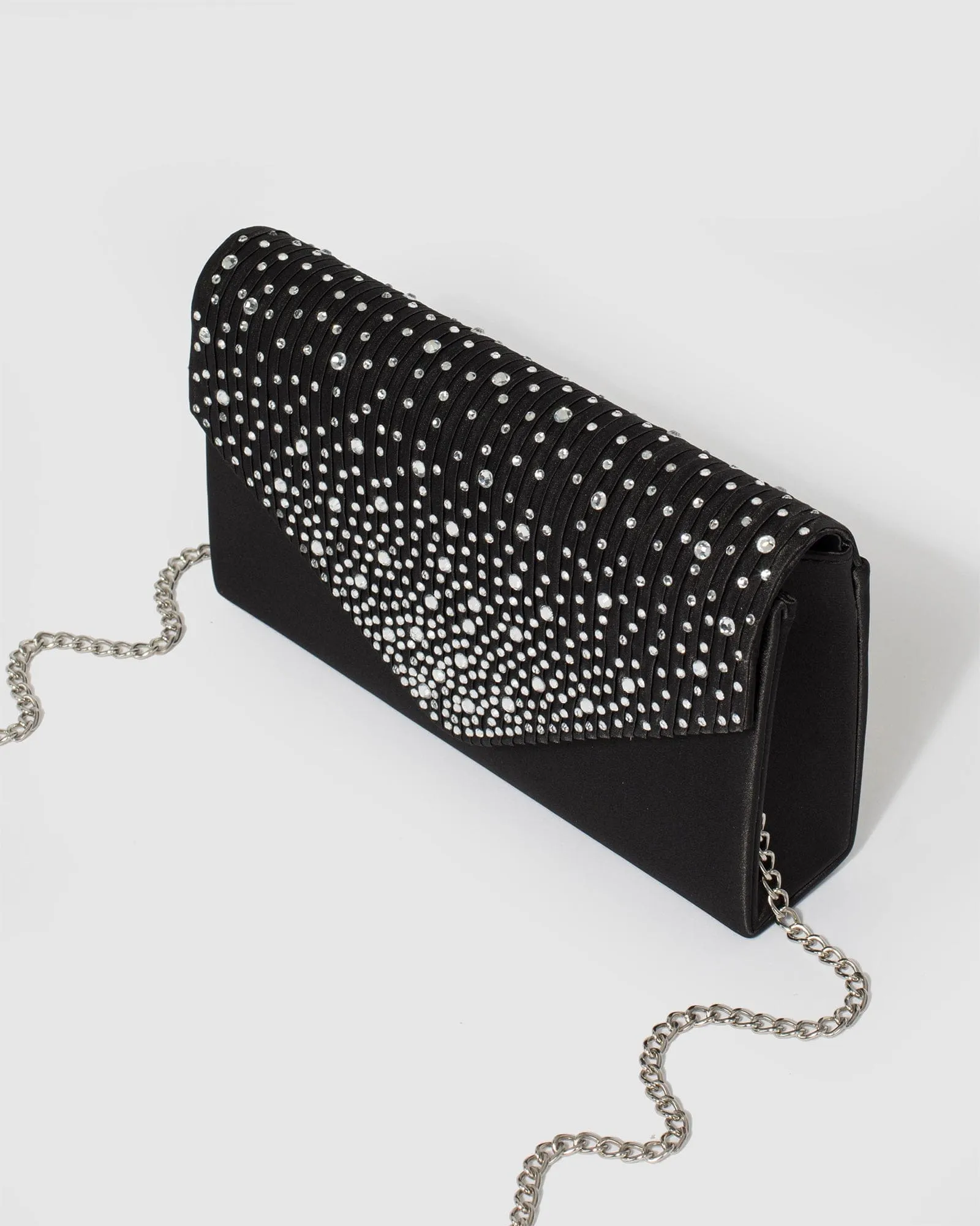 Black Lila Pleat Clutch Bag