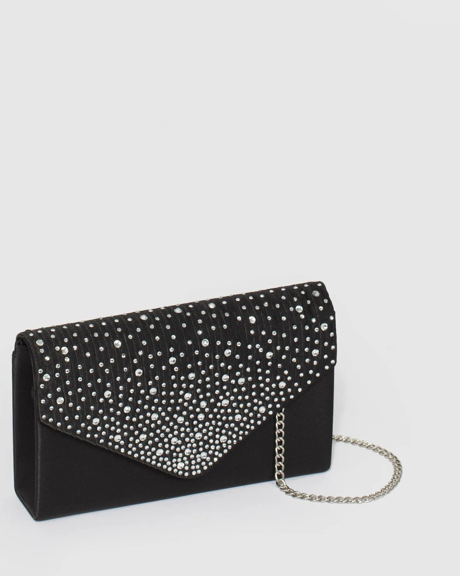 Black Lila Pleat Clutch Bag