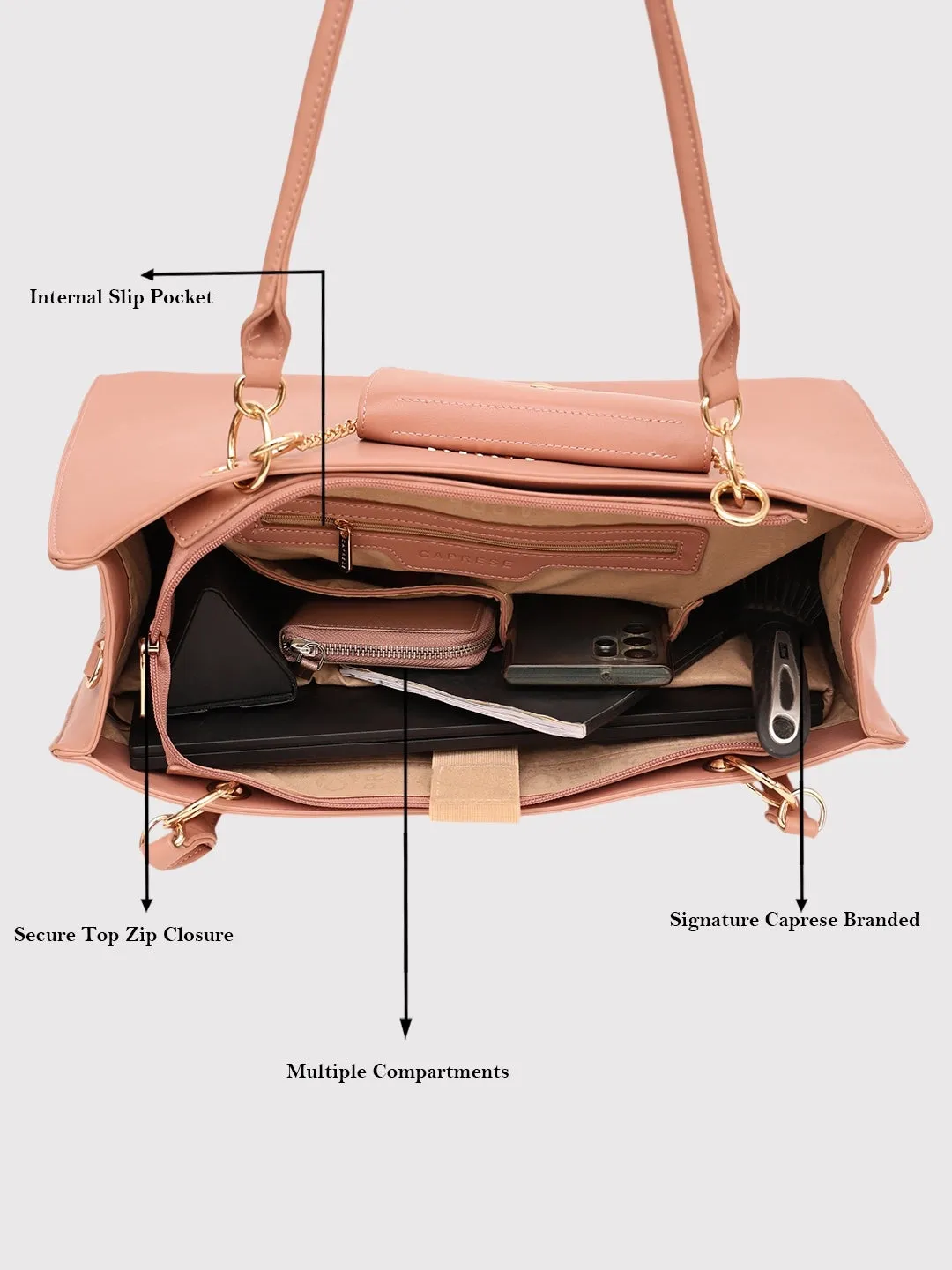 Caprese Capri Laptop Satchel Large Pink