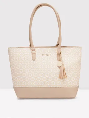 Caprese Cleo Laptop Tote Large Beige