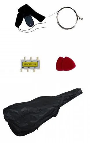 Carrying Bag For Acoustic Guitar Full Size, Strap, Picks, Pitch Pipe Tuner & Extra Strings