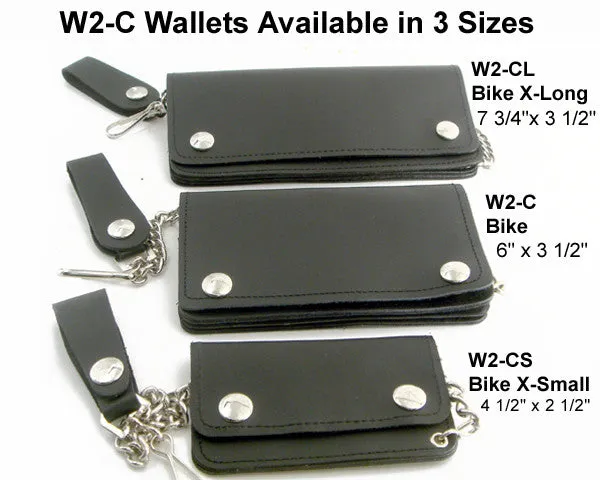 Chain Wallet Extra Long Black Leather Biker