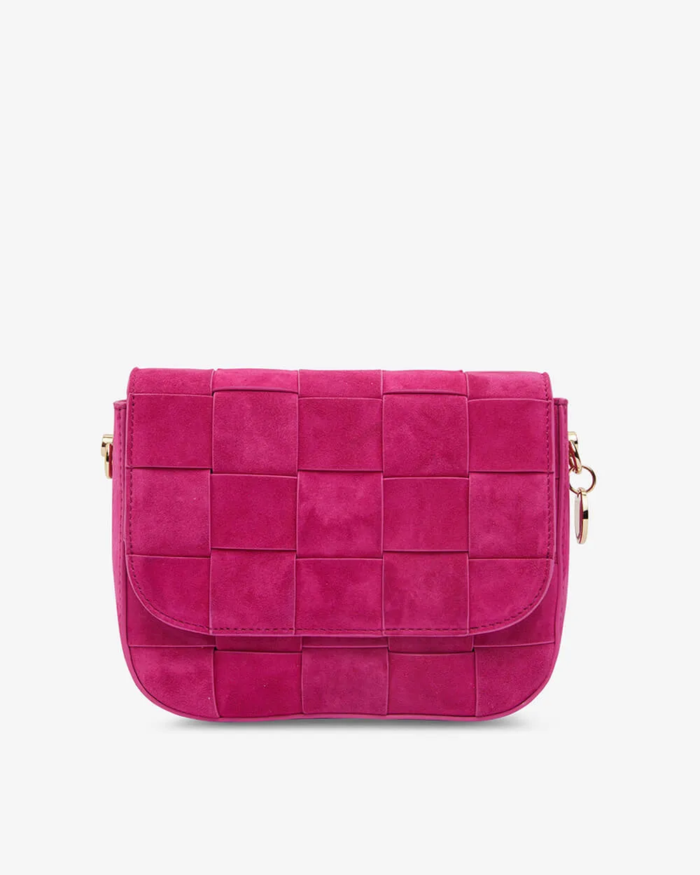 Clara Weave Crossbody - Hot Pink Suede