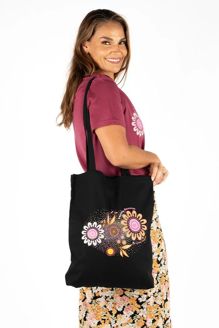 Country Resources Black Long Handle Cotton Tote Bag