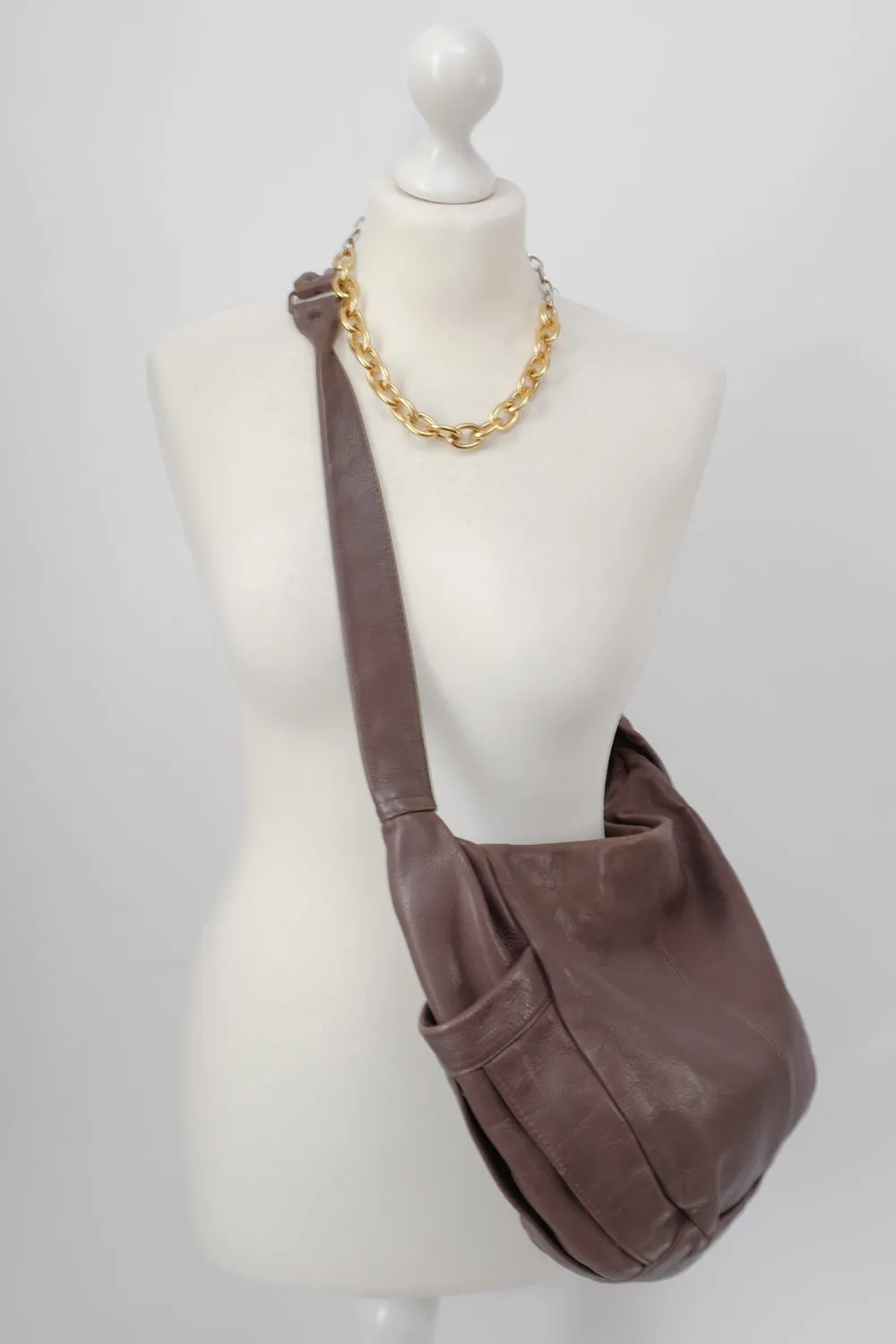 CROSSBODY BROWN XL LEATHER BAG