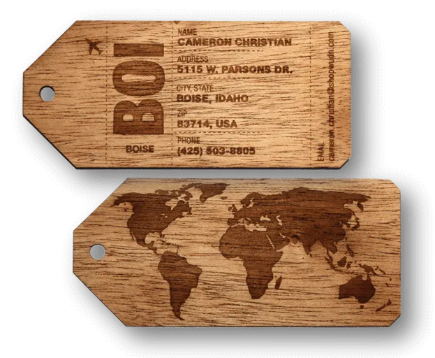 Customizable Wooden Luggage Tags (Pair) | Luggage Tag Traveler