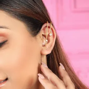 Dangling Pearl Needle Earcuff Earring