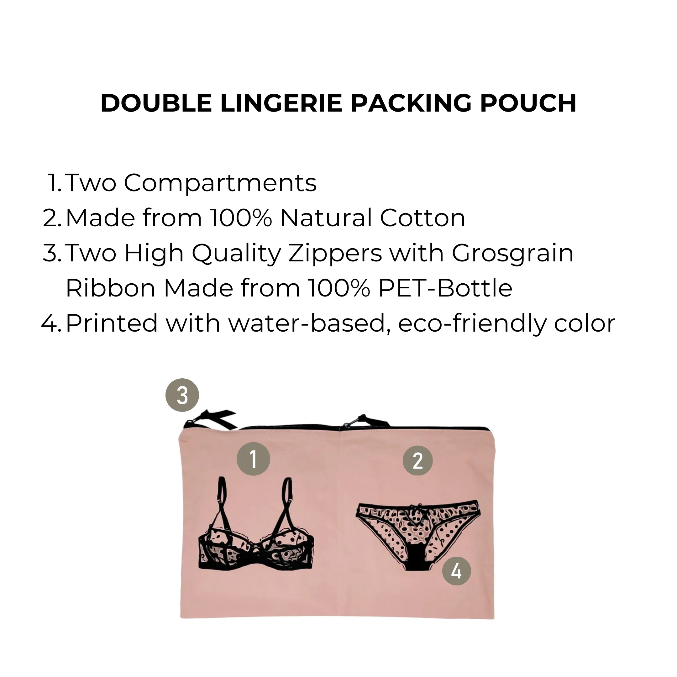 Double Lingerie Packing Pouch, Pink/Blush