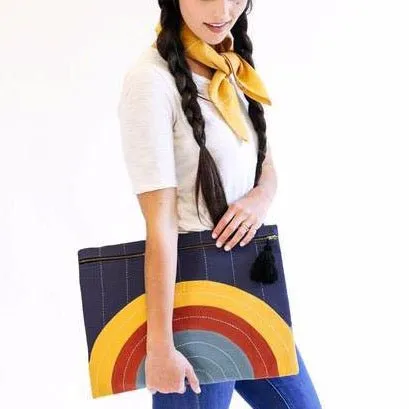 Eclipse Oversize Pouch Clutch in Rainbow