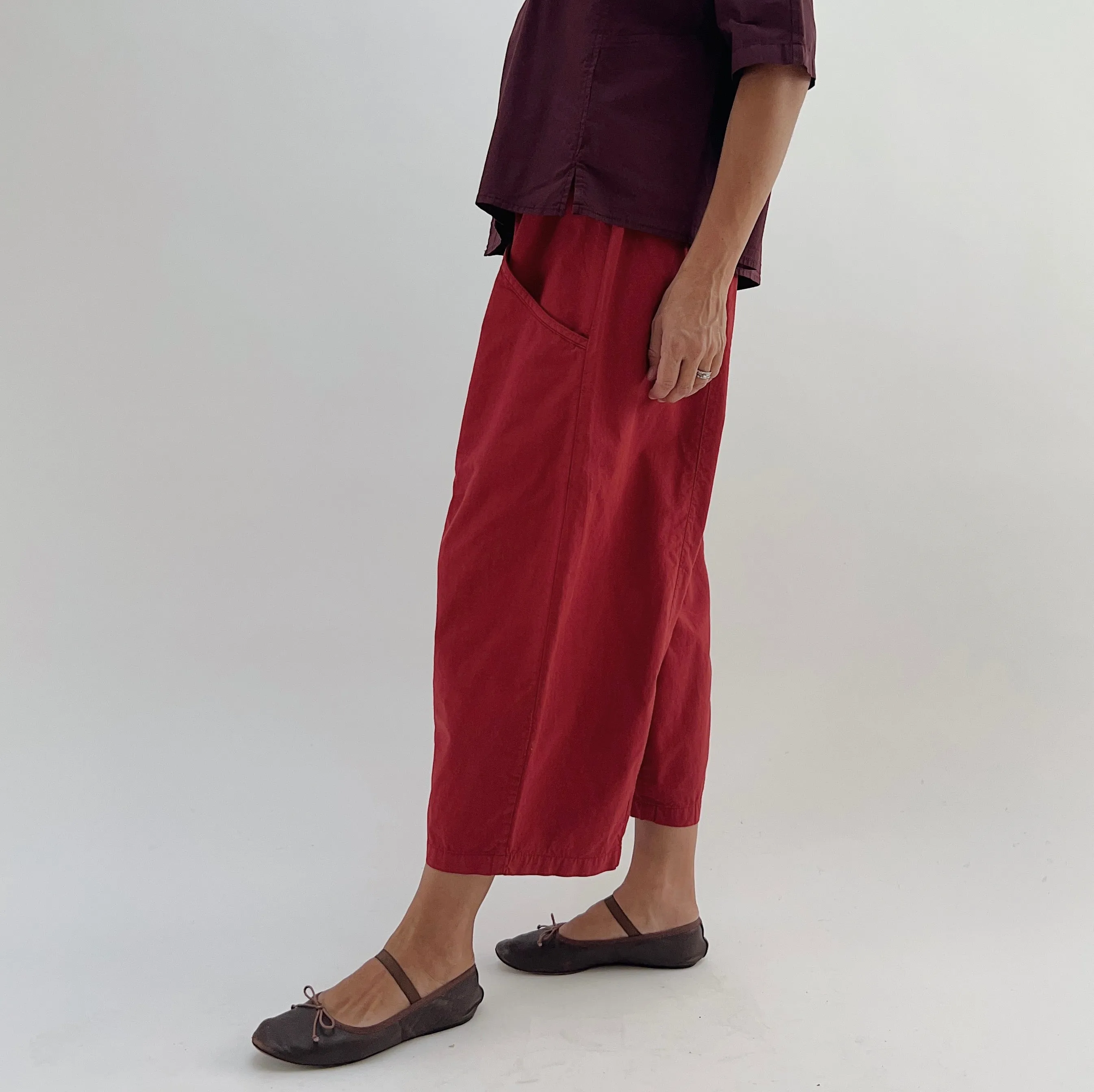 Eleven Stitch | One Pocket Pant in Cranberry