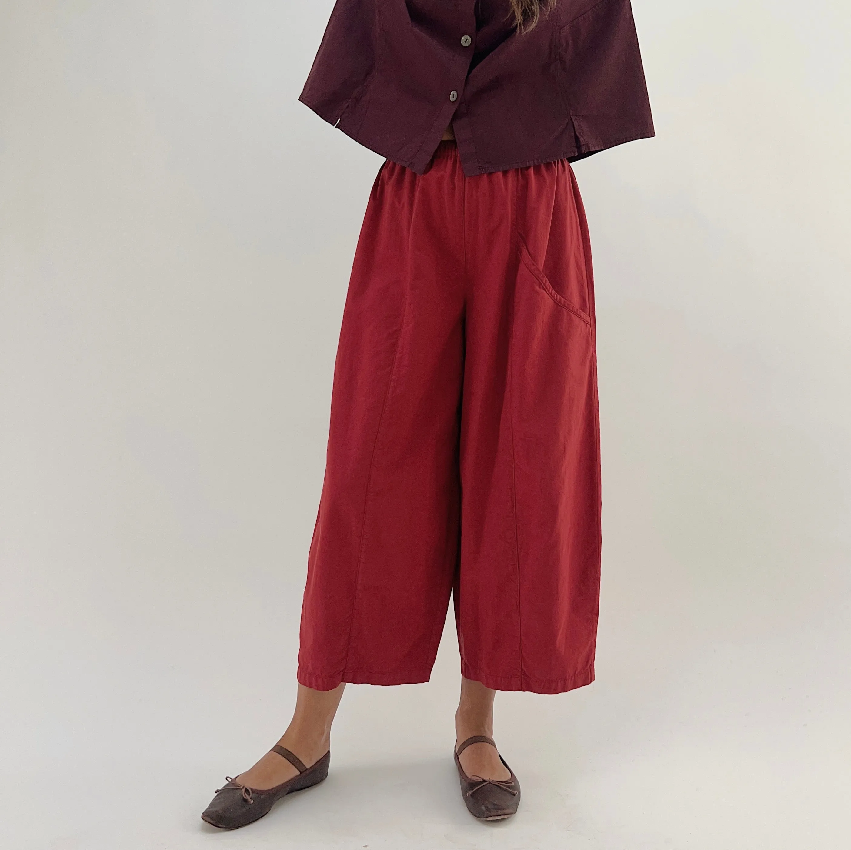 Eleven Stitch | One Pocket Pant in Cranberry