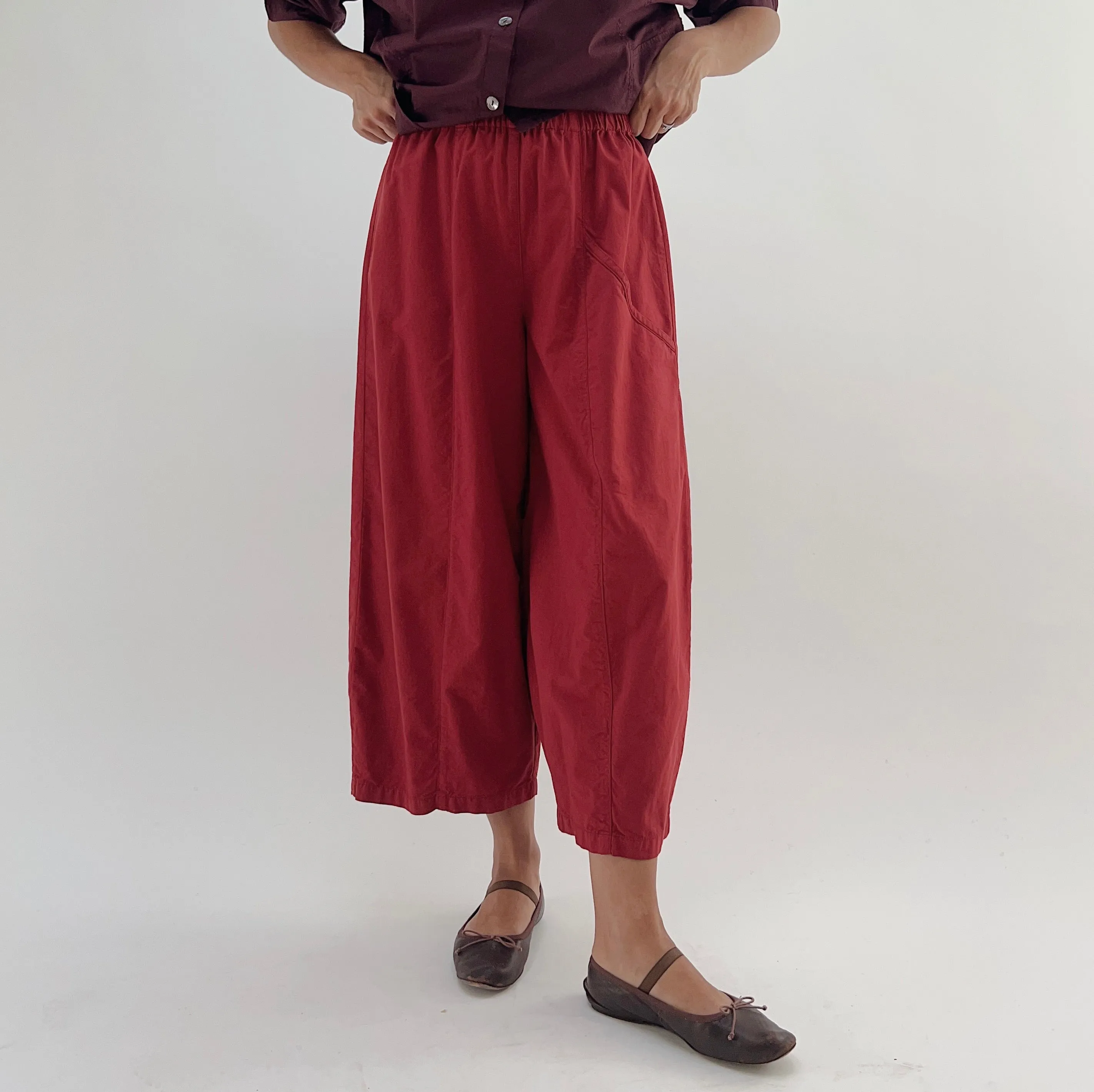 Eleven Stitch | One Pocket Pant in Cranberry