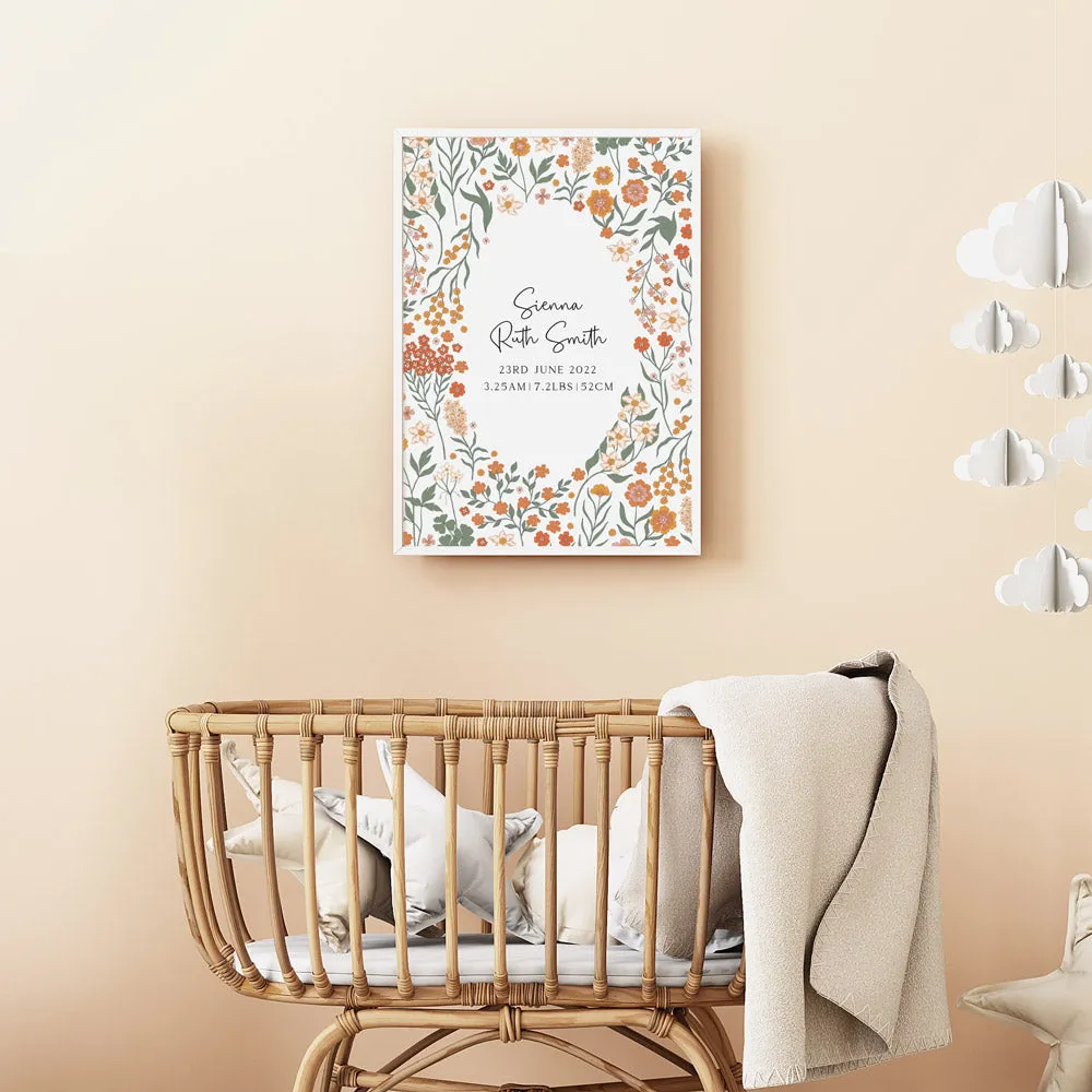 Garden Bloom Birth Detail Keepsake Print