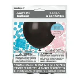 Giant Black w/Pink & Blue Confetti 24in Latex Balloon