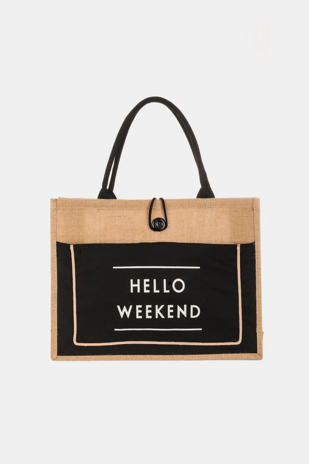 Large Hello Weekend Burlap Tote!