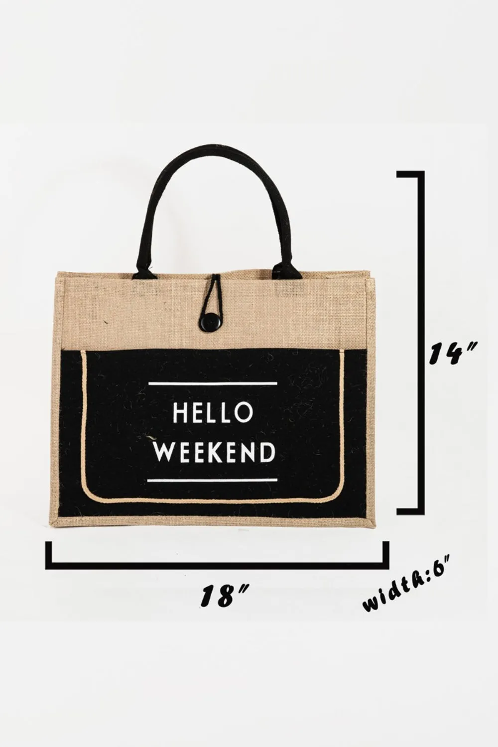 Large Hello Weekend Burlap Tote!