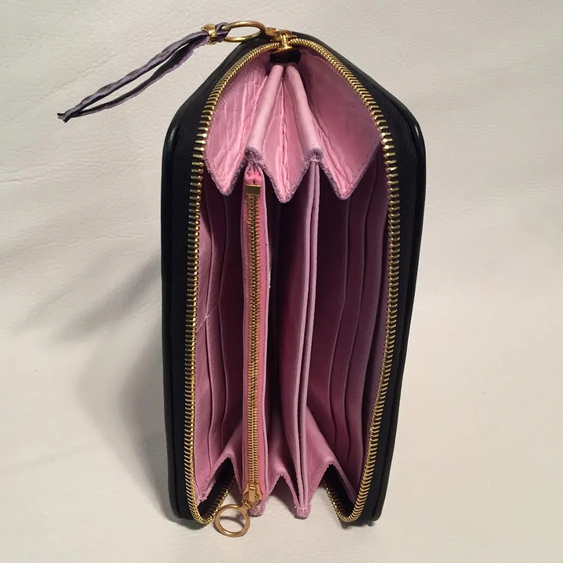 Large Zipper Wallet in Amethyst Purple Crocodile Leather