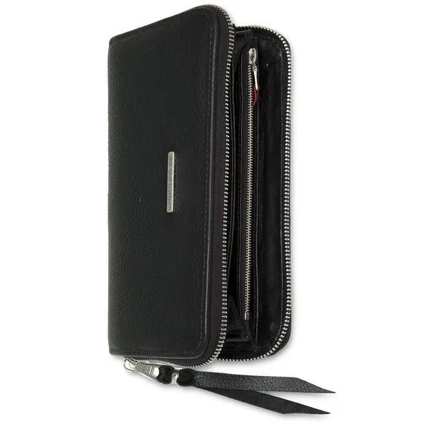 Large Zipper Wallet in Black Shark Leather