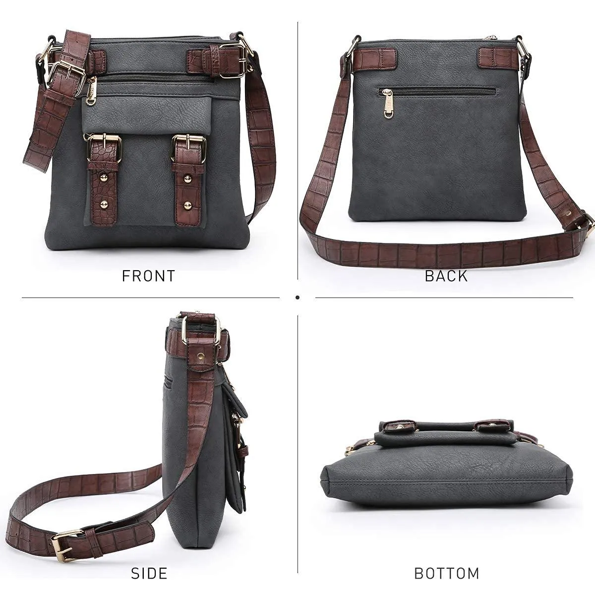 Leather Messenger Crossbody Bag