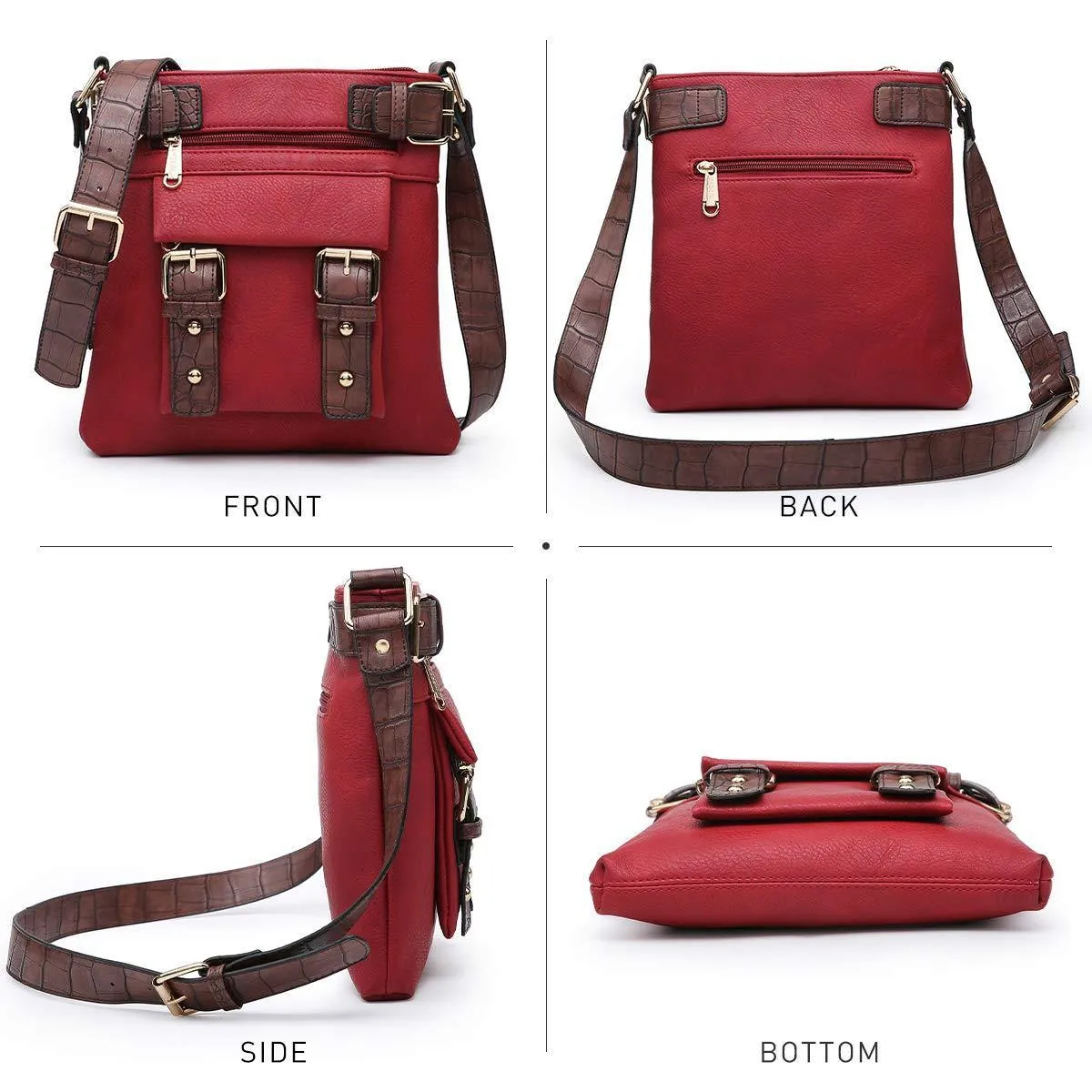 Leather Messenger Crossbody Bag