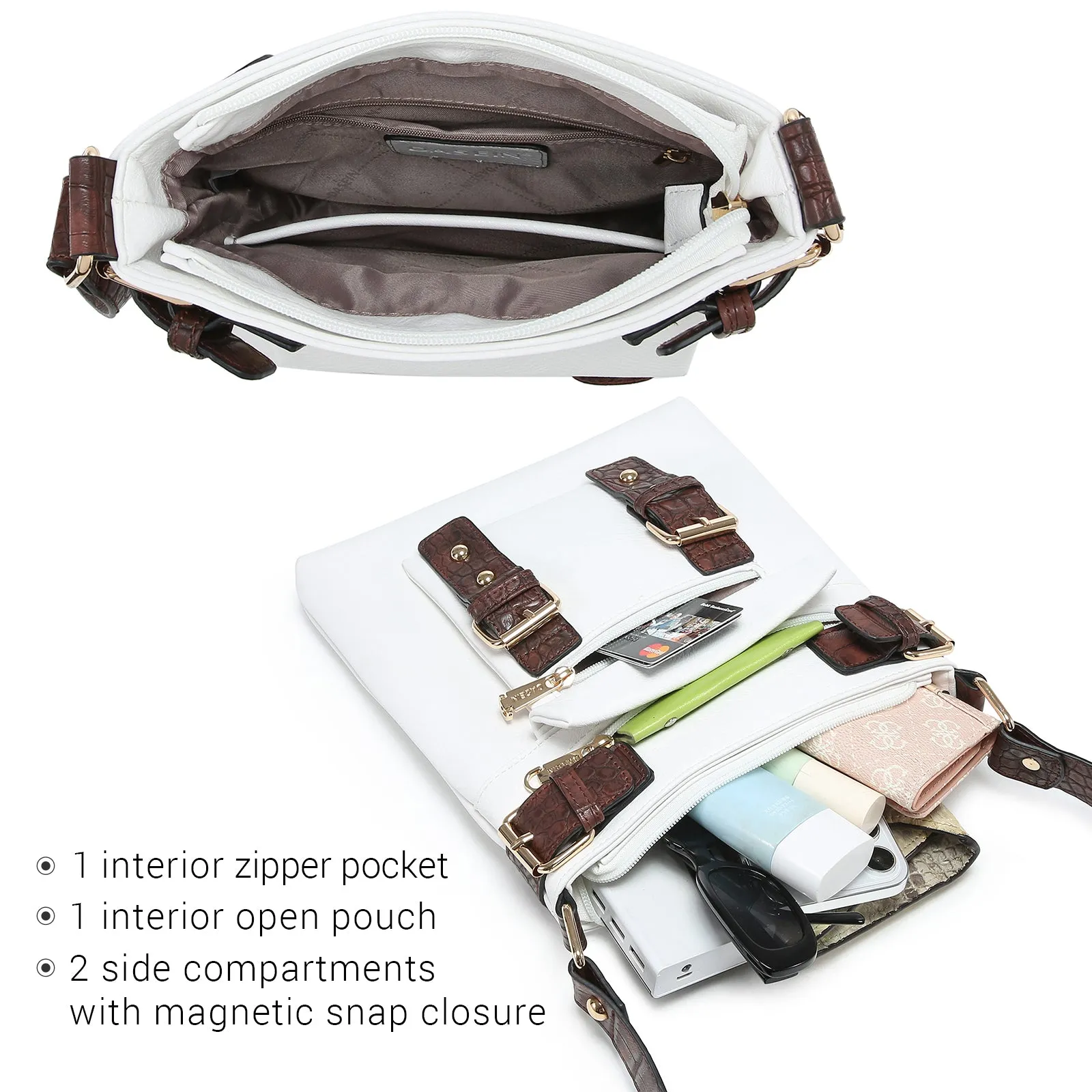 Leather Messenger Crossbody Bag