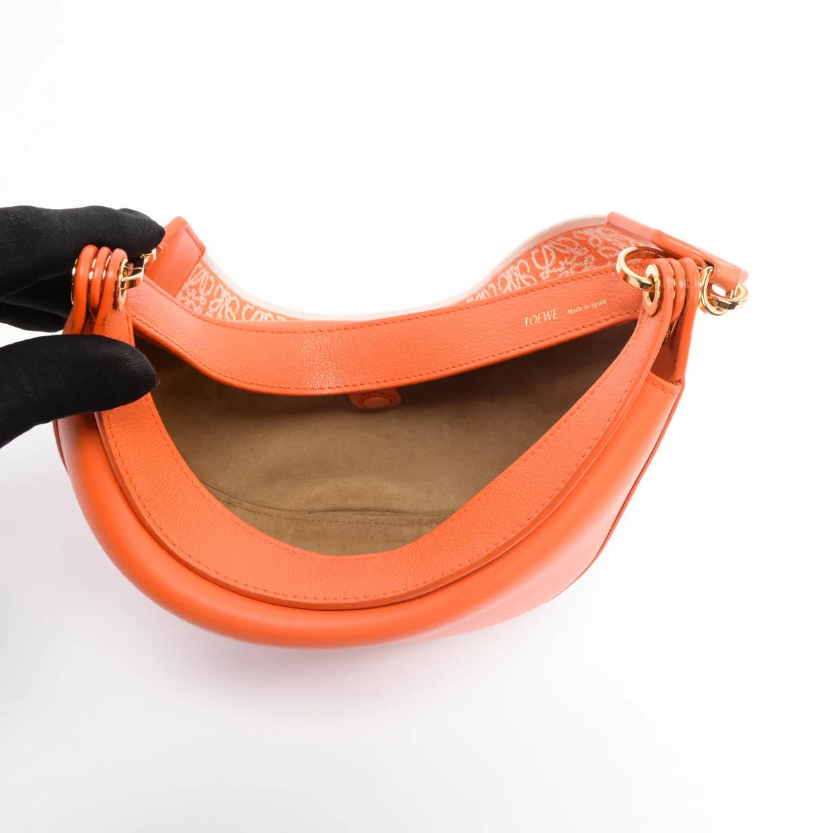 Loewe Orange Satin Calfskin Small Luna Bag   Strap