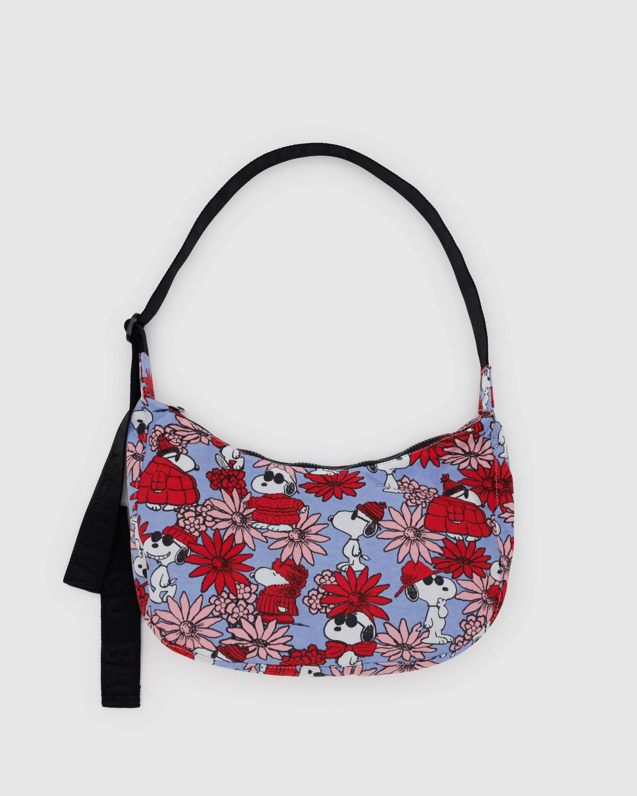 Medium Nylon Crescent Bag - Floral Snoopy