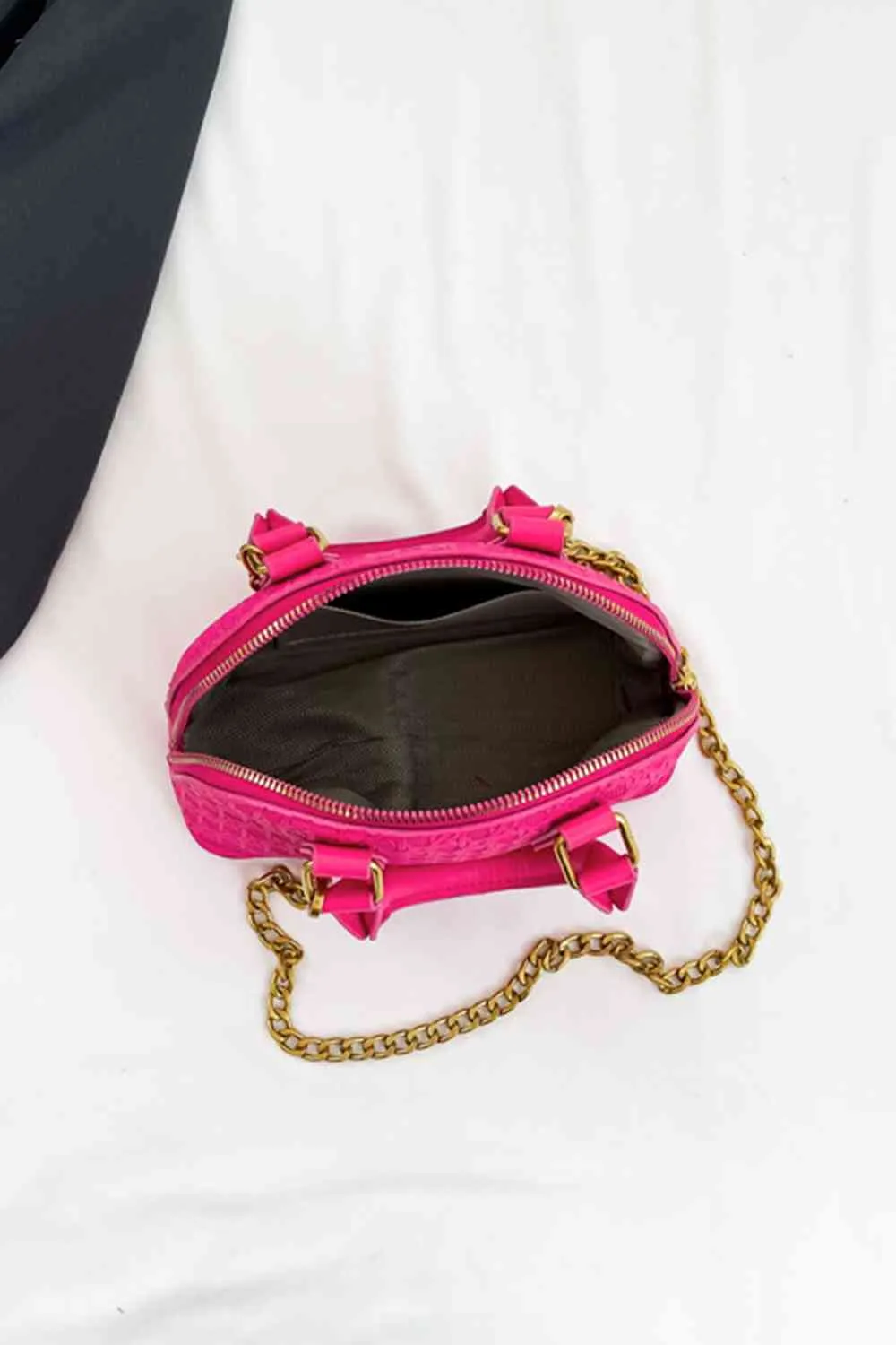 Mini Vegan Satchel purse With Detachable Gold Chain