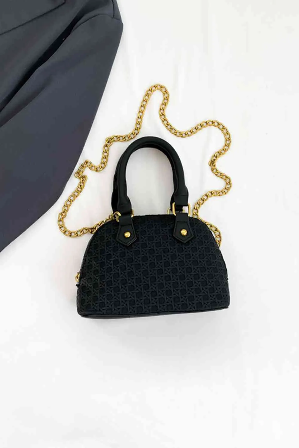 Mini Vegan Satchel purse With Detachable Gold Chain