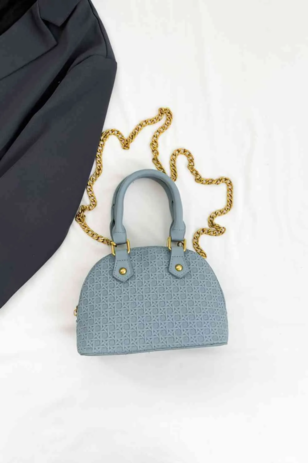 Mini Vegan Satchel purse With Detachable Gold Chain